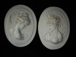 Lady Head Oval Cameo plaques pair Online Hot Sale