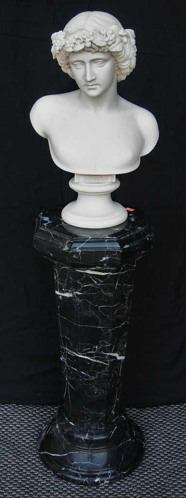 Black Marguina Marble Column 65cm For Sale