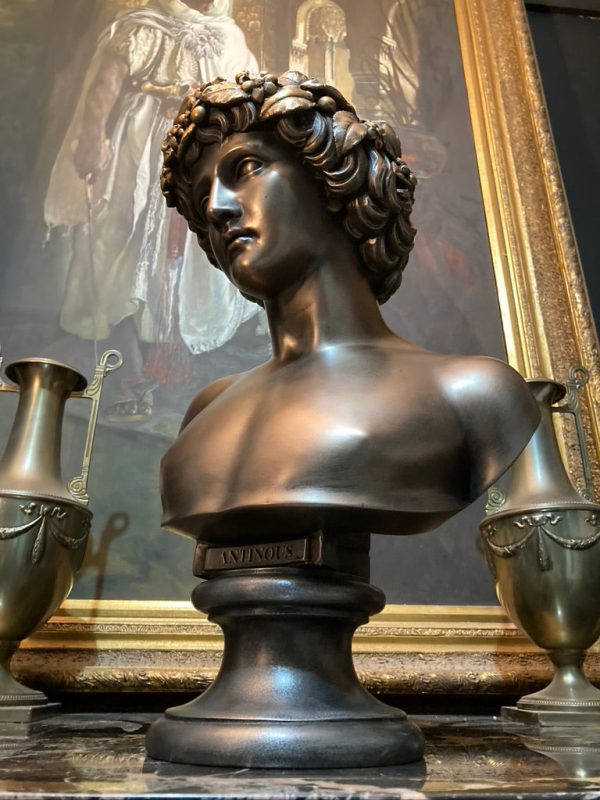 Bronze Antinous With Worn Guilt Bacchus Wreath Hot on Sale