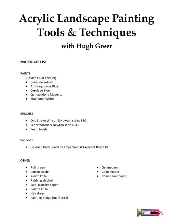 Hugh Greer: Acrylic Landscape Painting: Tools & Techniques Discount