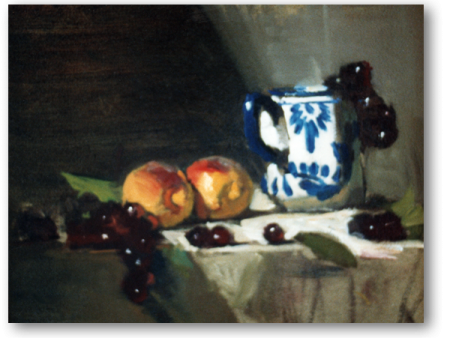 David A. Leffel: Painting The Still Life Peaches With Delft Mug For Discount