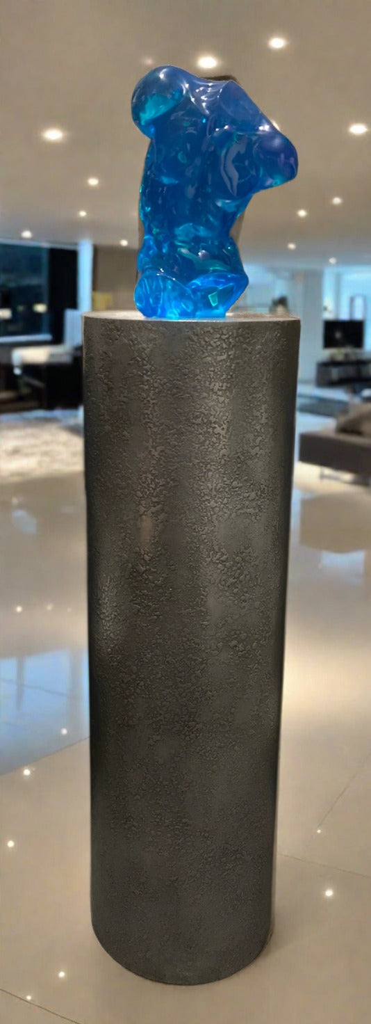 Drum Column In Antique Textured Pewter Online Sale